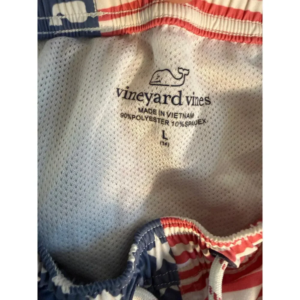 Vineyard Vines Boys Size L 16 American Flag Stars & Stripes Swim Trunks  Shorts